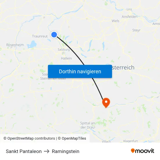 Sankt Pantaleon to Ramingstein map