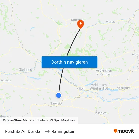Feistritz An Der Gail to Ramingstein map