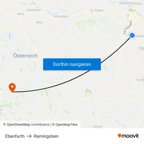 Ebenfurth to Ramingstein map