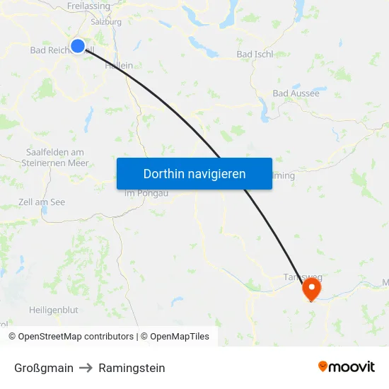 Großgmain to Ramingstein map
