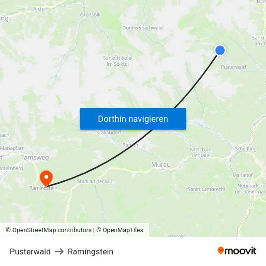 Pusterwald to Ramingstein map