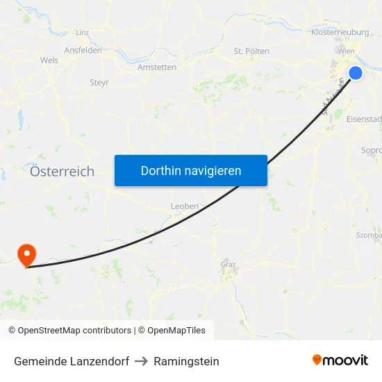 Gemeinde Lanzendorf to Ramingstein map