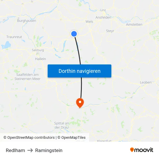 Redlham to Ramingstein map