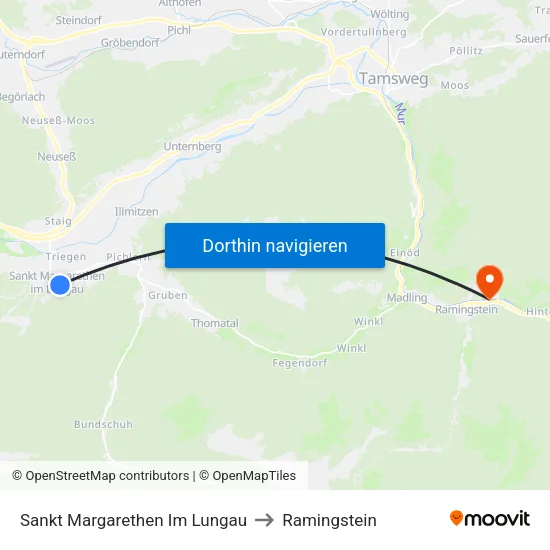 Sankt Margarethen Im Lungau to Ramingstein map