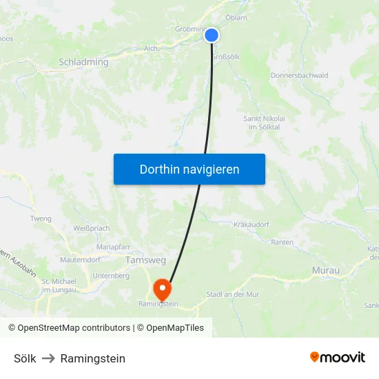 Sölk to Ramingstein map