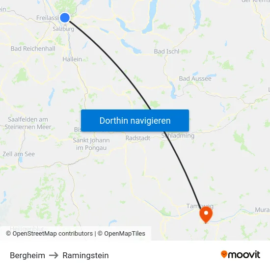 Bergheim to Ramingstein map