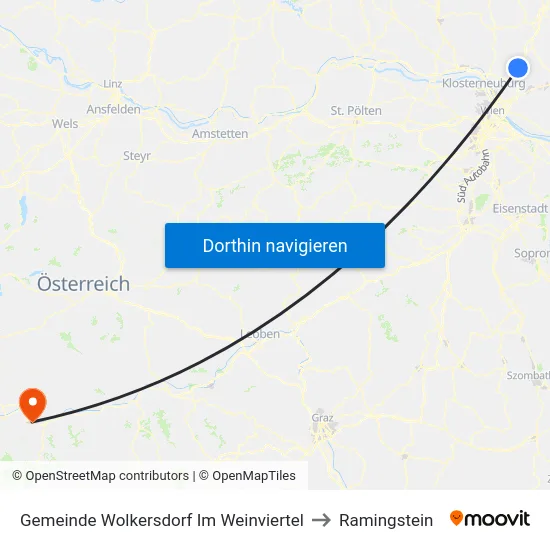 Gemeinde Wolkersdorf Im Weinviertel to Ramingstein map