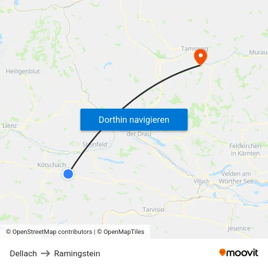 Dellach to Ramingstein map