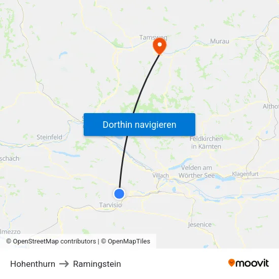 Hohenthurn to Ramingstein map