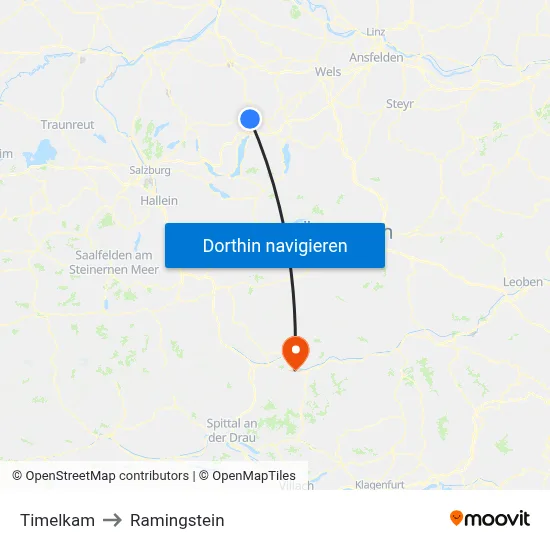 Timelkam to Ramingstein map