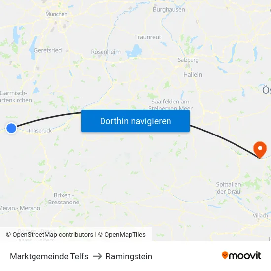 Marktgemeinde Telfs to Ramingstein map
