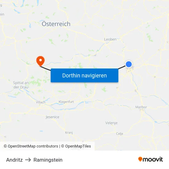 Andritz to Ramingstein map