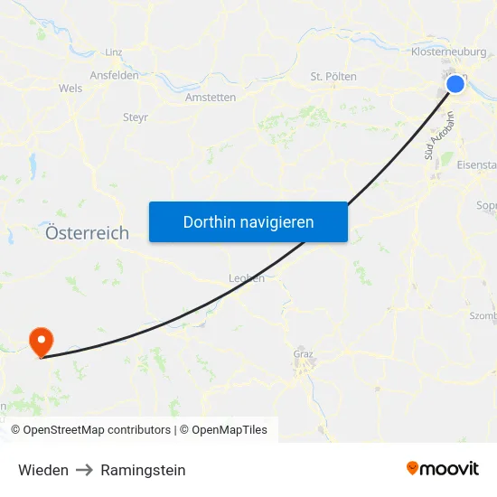 Wieden to Ramingstein map