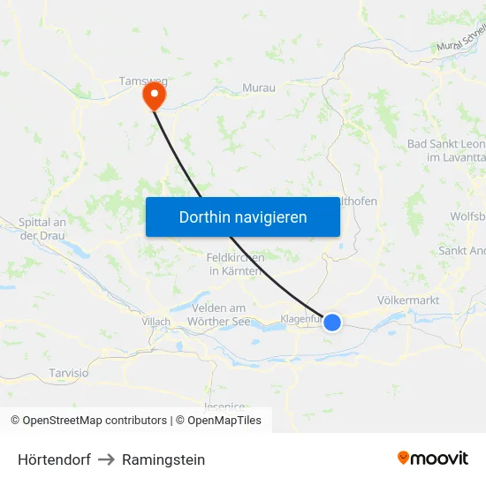 Hörtendorf to Ramingstein map