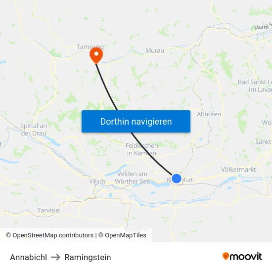 Annabichl to Ramingstein map