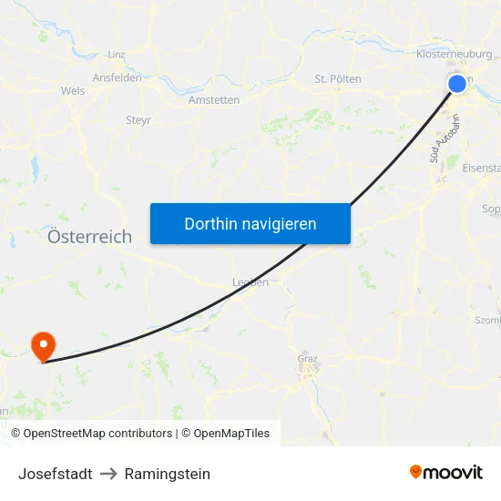 Josefstadt to Ramingstein map