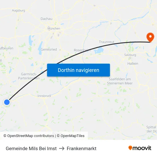 Gemeinde Mils Bei Imst to Frankenmarkt map