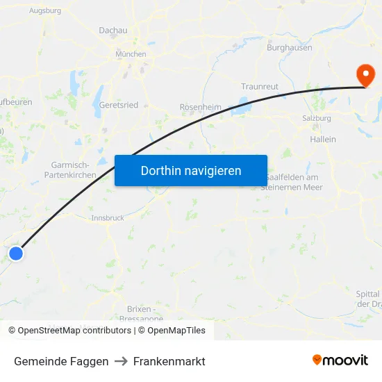 Gemeinde Faggen to Frankenmarkt map