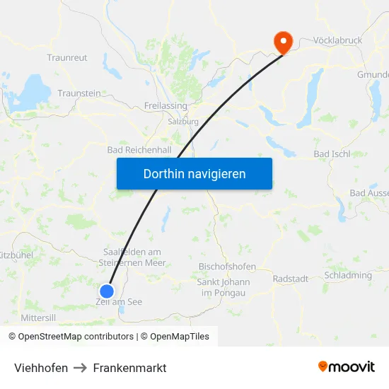 Viehhofen to Frankenmarkt map