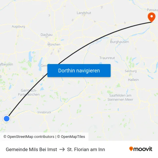 Gemeinde Mils Bei Imst to St. Florian am Inn map