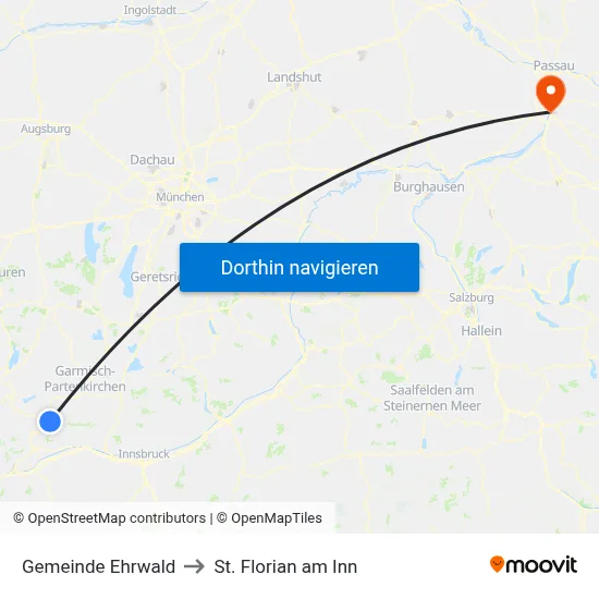 Gemeinde Ehrwald to St. Florian am Inn map