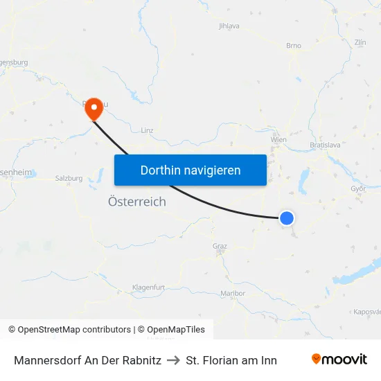 Mannersdorf An Der Rabnitz to St. Florian am Inn map