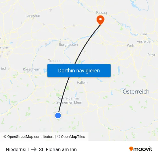 Niedernsill to St. Florian am Inn map