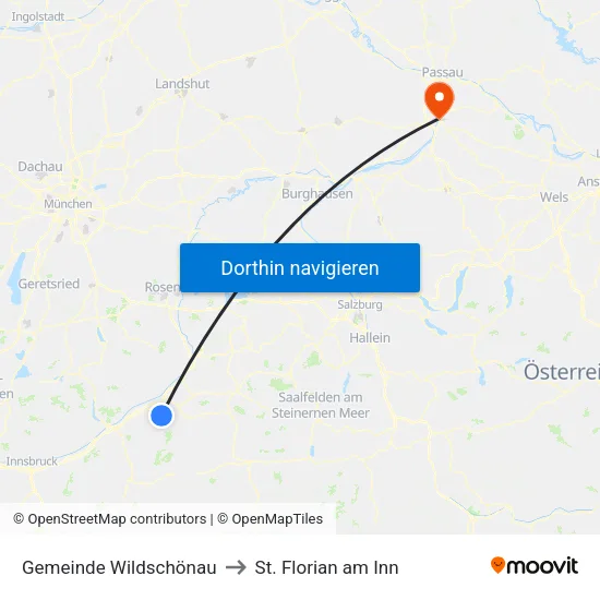Gemeinde Wildschönau to St. Florian am Inn map