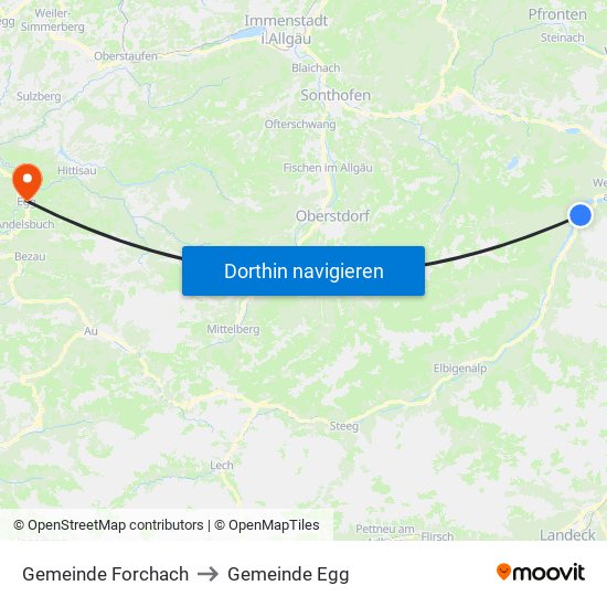 Gemeinde Forchach to Gemeinde Egg map