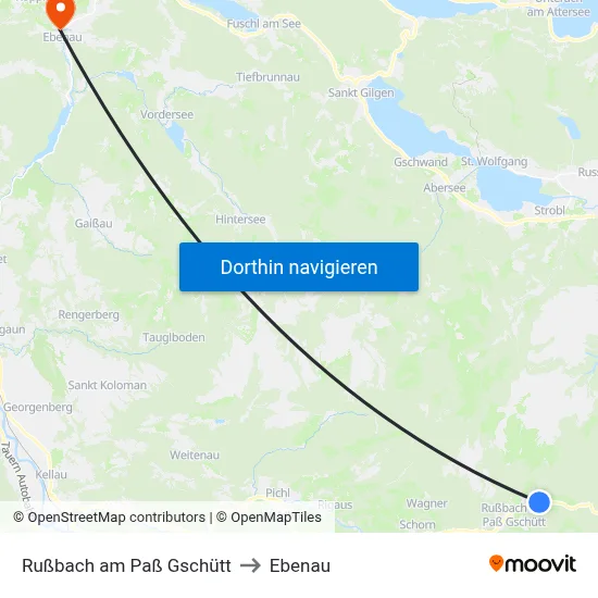 Rußbach am Paß Gschütt to Ebenau map