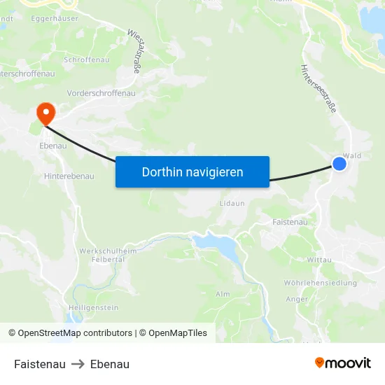 Faistenau to Ebenau map