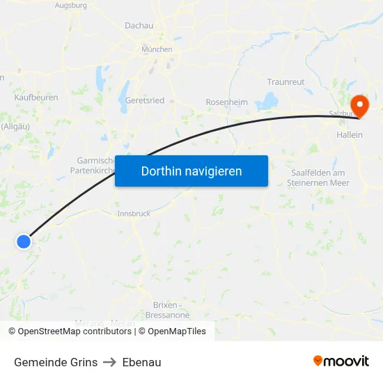Gemeinde Grins to Ebenau map