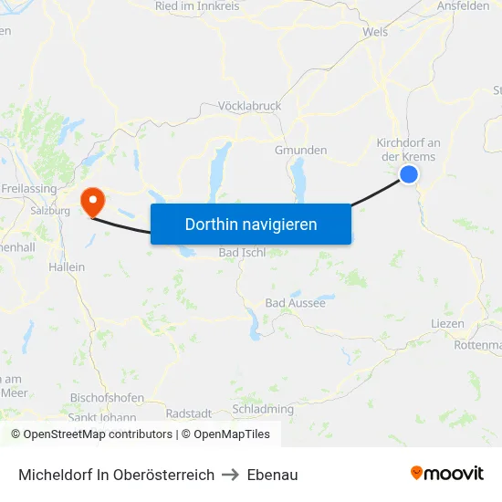 Micheldorf In Oberösterreich to Ebenau map