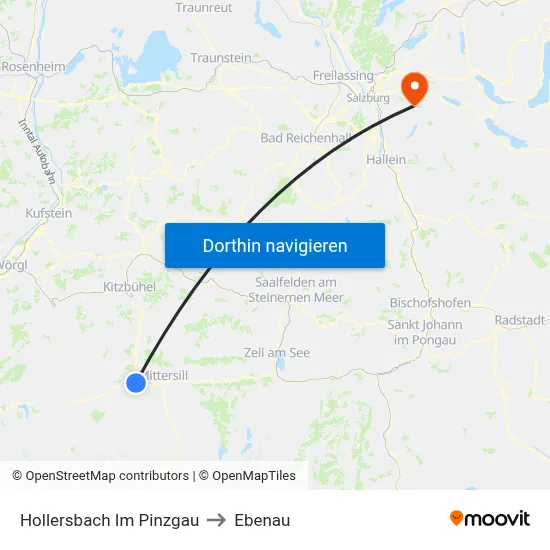Hollersbach Im Pinzgau to Ebenau map