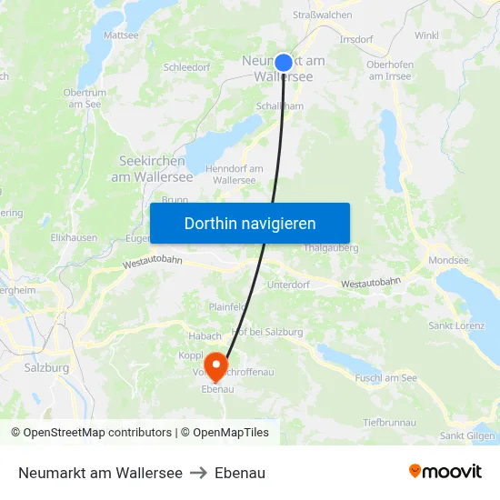 Neumarkt am Wallersee to Ebenau map