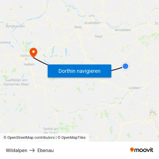 Wildalpen to Ebenau map