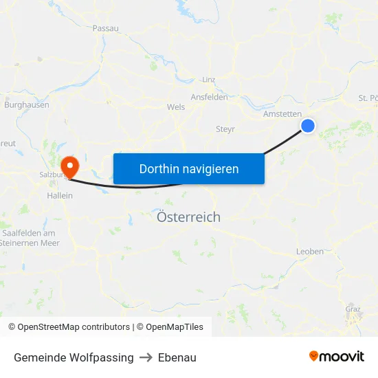 Gemeinde Wolfpassing to Ebenau map