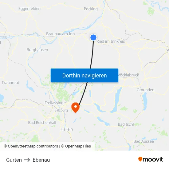 Gurten to Ebenau map