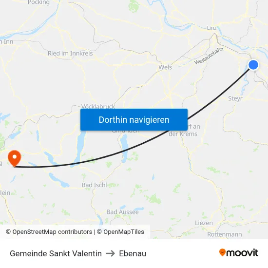 Gemeinde Sankt Valentin to Ebenau map