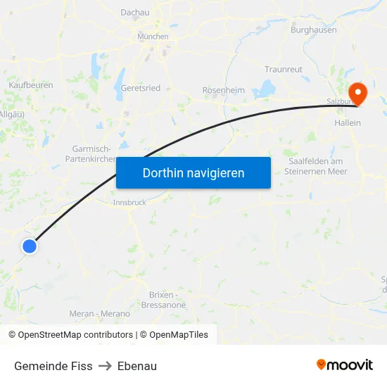 Gemeinde Fiss to Ebenau map