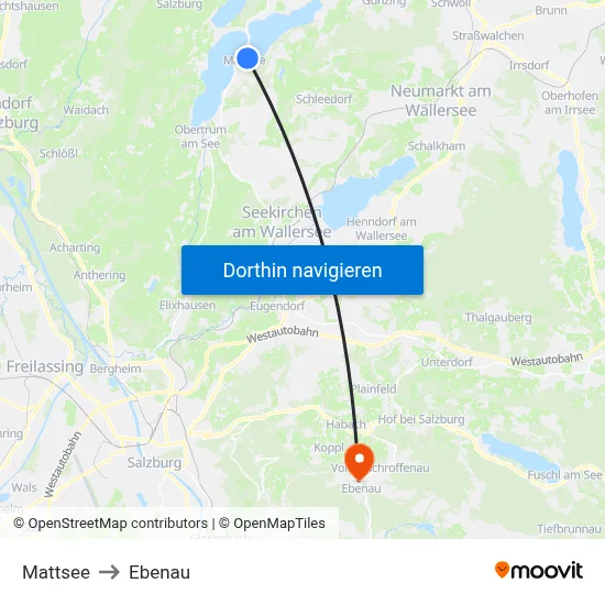Mattsee to Ebenau map