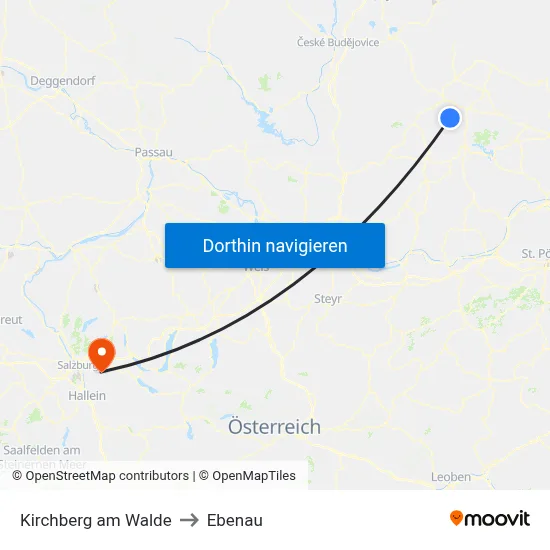 Kirchberg am Walde to Ebenau map