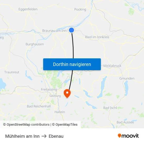 Mühlheim am Inn to Ebenau map