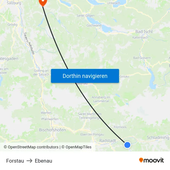 Forstau to Ebenau map