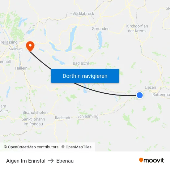 Aigen Im Ennstal to Ebenau map