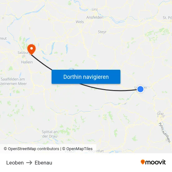 Leoben to Ebenau map