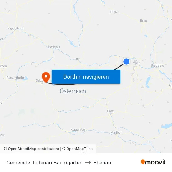 Gemeinde Judenau-Baumgarten to Ebenau map