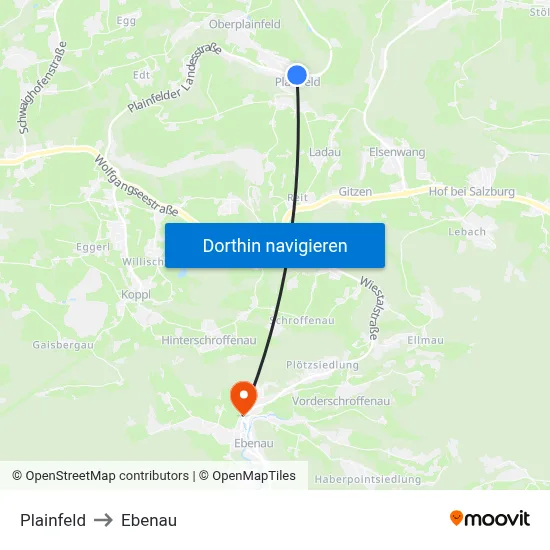 Plainfeld to Ebenau map