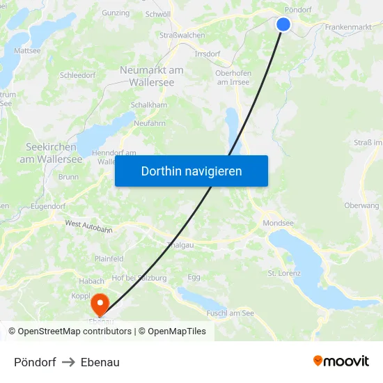 Pöndorf to Ebenau map