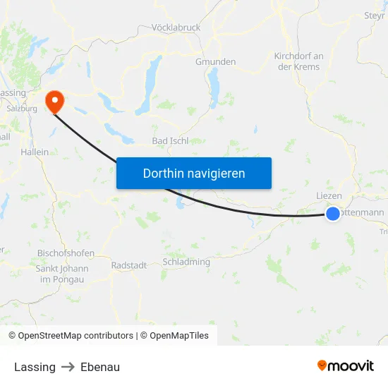 Lassing to Ebenau map